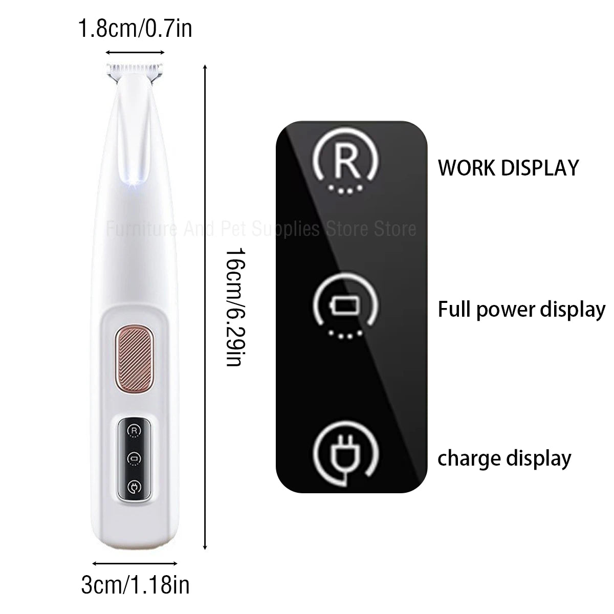 New Dog Paw Trimmer with LED Light Fully Waterproof Pet Hair Trimmer with LED Display Dog Clippers for Grooming 18Mm Widen Blade